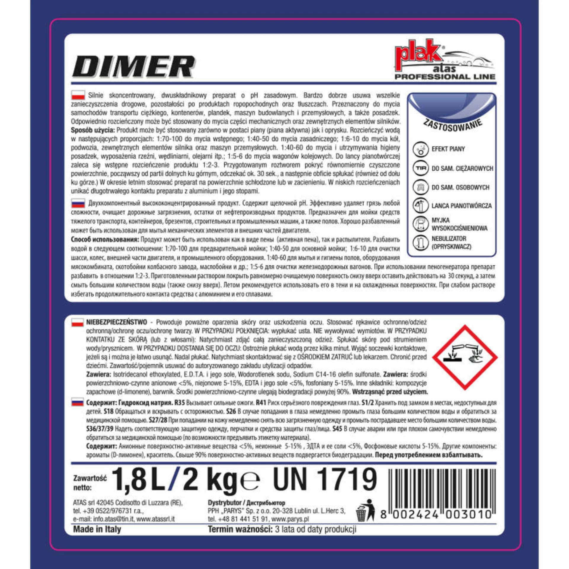 DIMER 2kg dvokomponentni šampon ATAS za beskontaktno pranje vozila - Slika 2